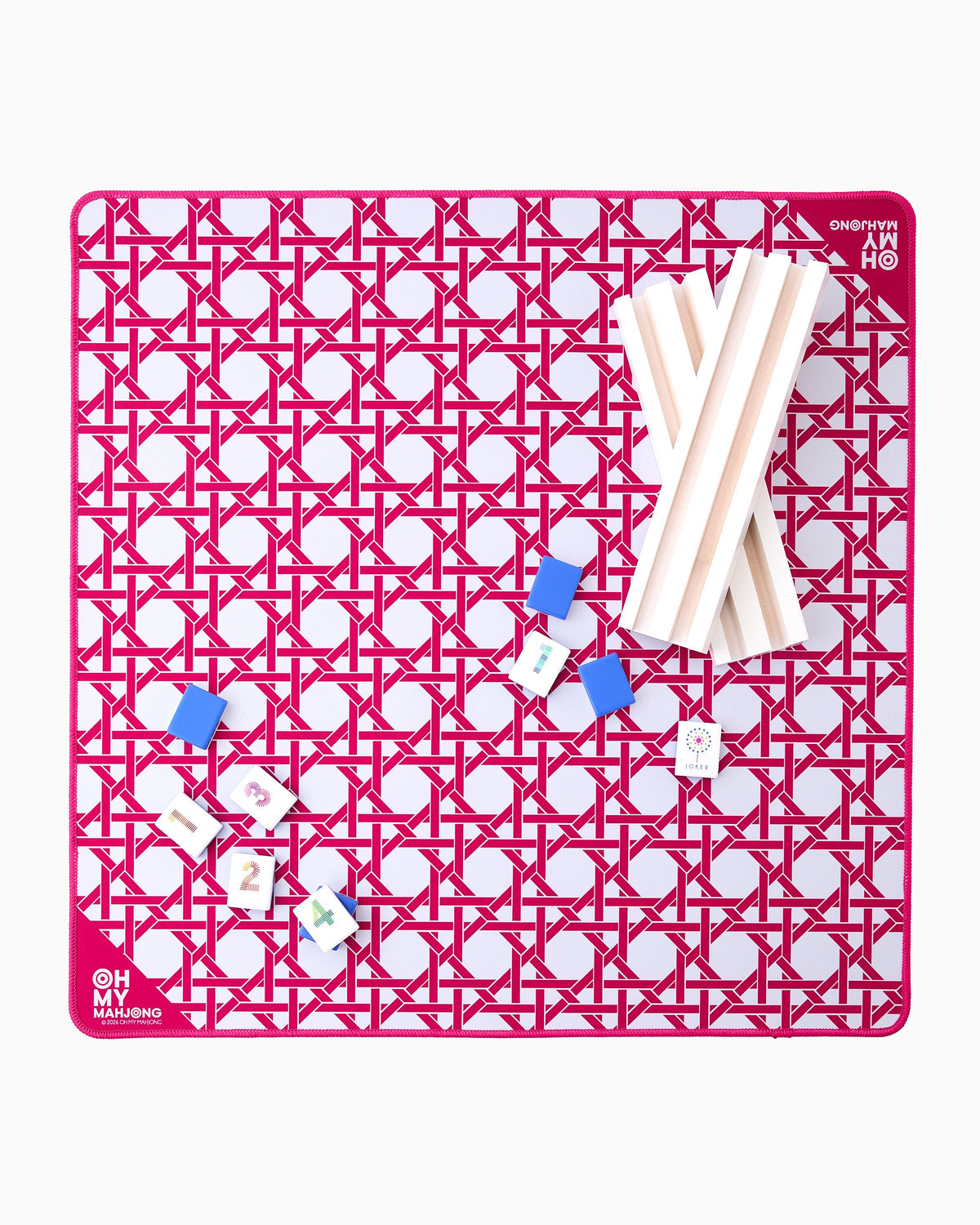 Mini Pink Cane Mat - Oh My Mahjong